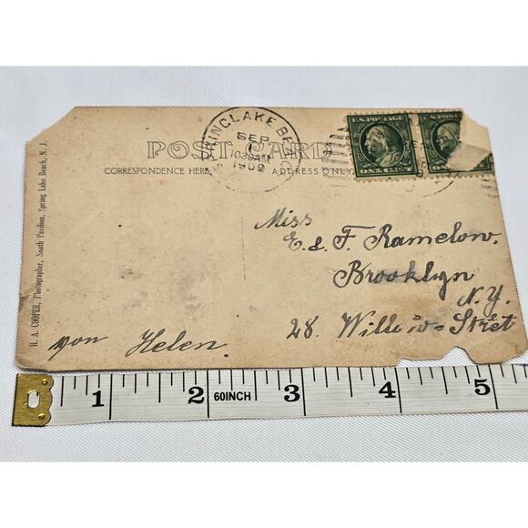 1902 Postmark Picture Postcard w 2 Benjamin Franklin 1 Cent Stamp Early Century - Picture 6 of 12